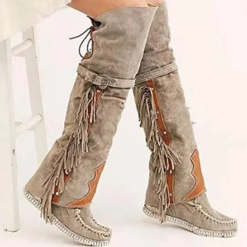 Ethnic Style - Fashion Bohemia Knee-length Women Boots Ethnic