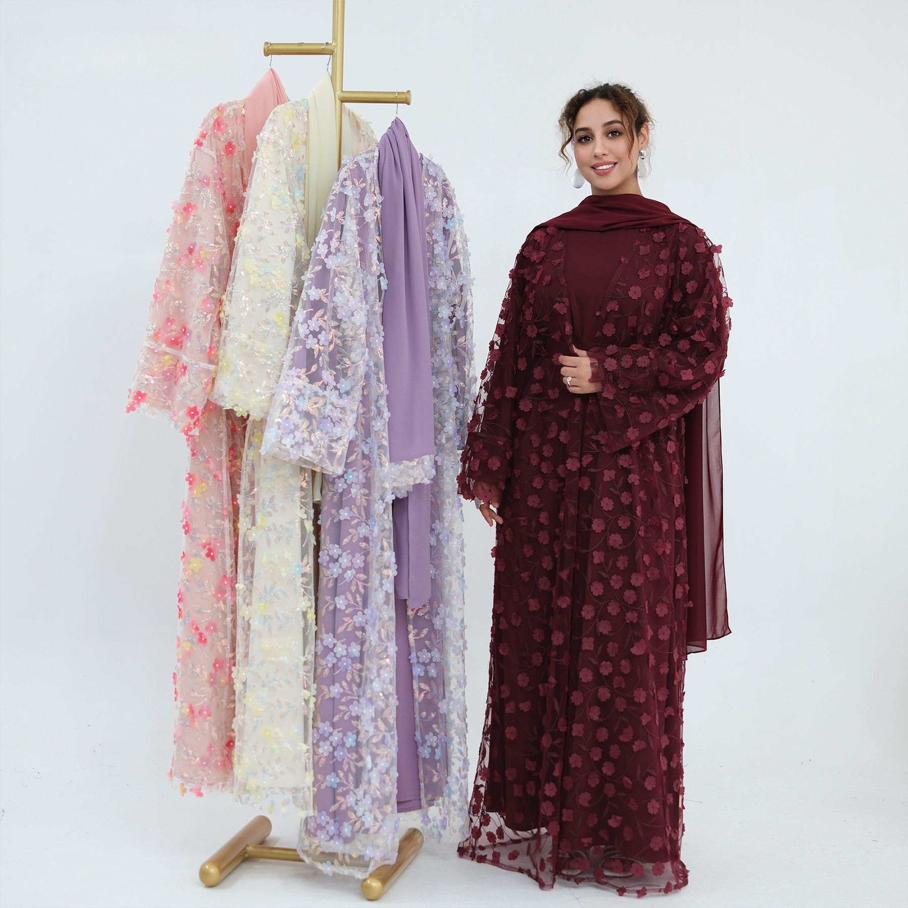 Abaya Modest Wear - 2026 Luxury Abaya EID 3D Floral