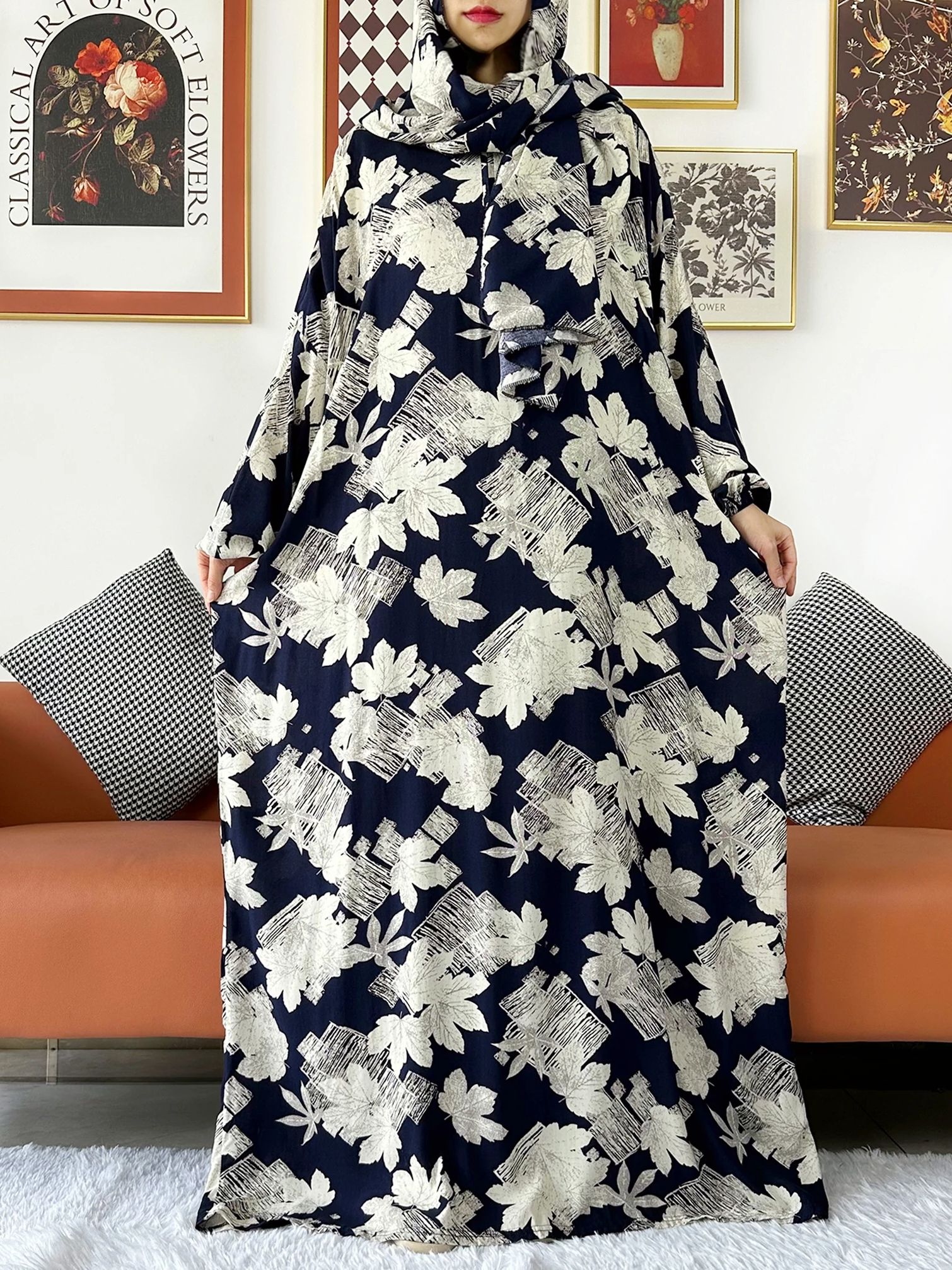 Ethnic Gown - 2024 Muslim Floral Cotton Lady Abaya