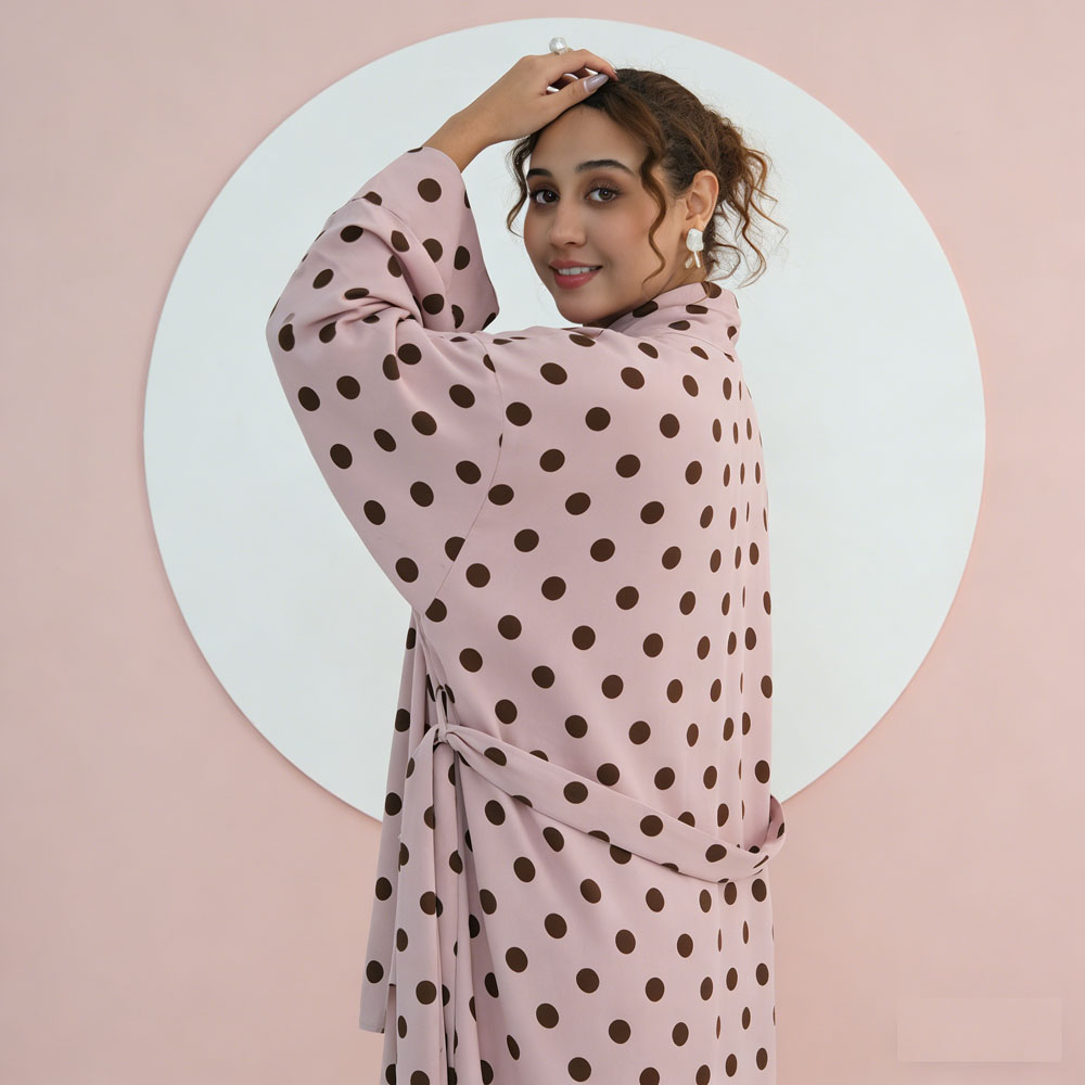 Abaya Modest Wear - Dubai Polka Dot Abaya Kaftan Hijab
