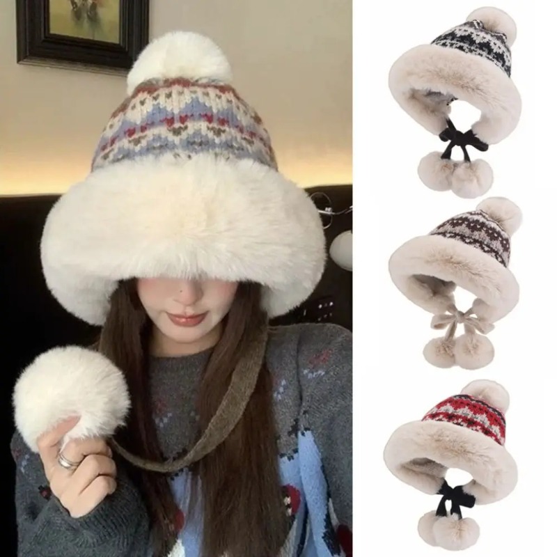 Ethnic Fashion Girls - Fashion Thick Knitted Plush Hat Warm