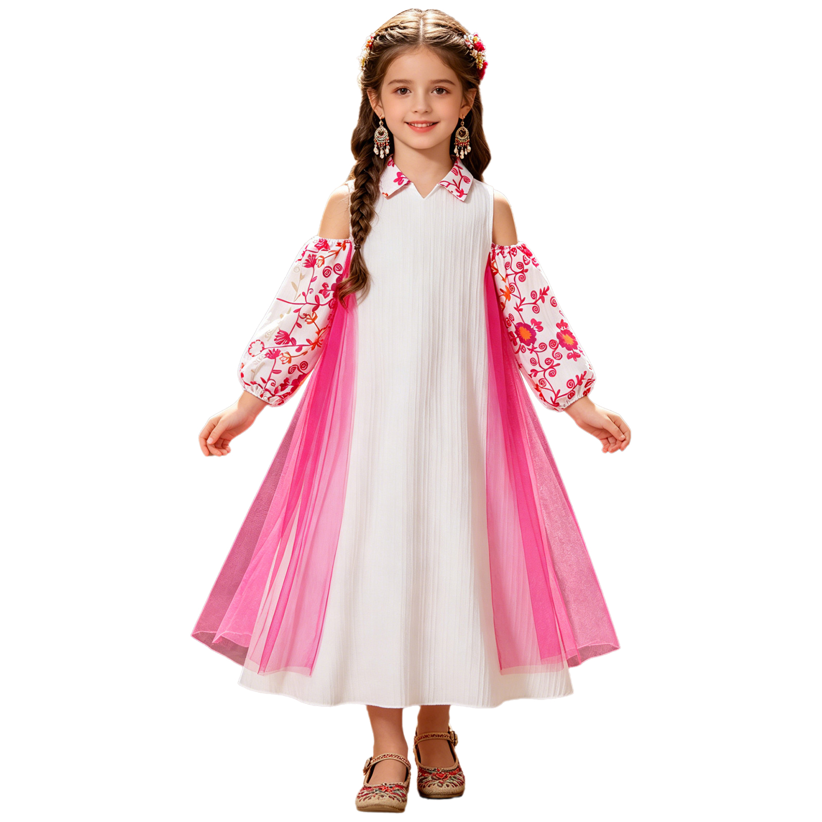 Girl Long Sleeve Mesh Patchwor - Ethnic Wear review and price
