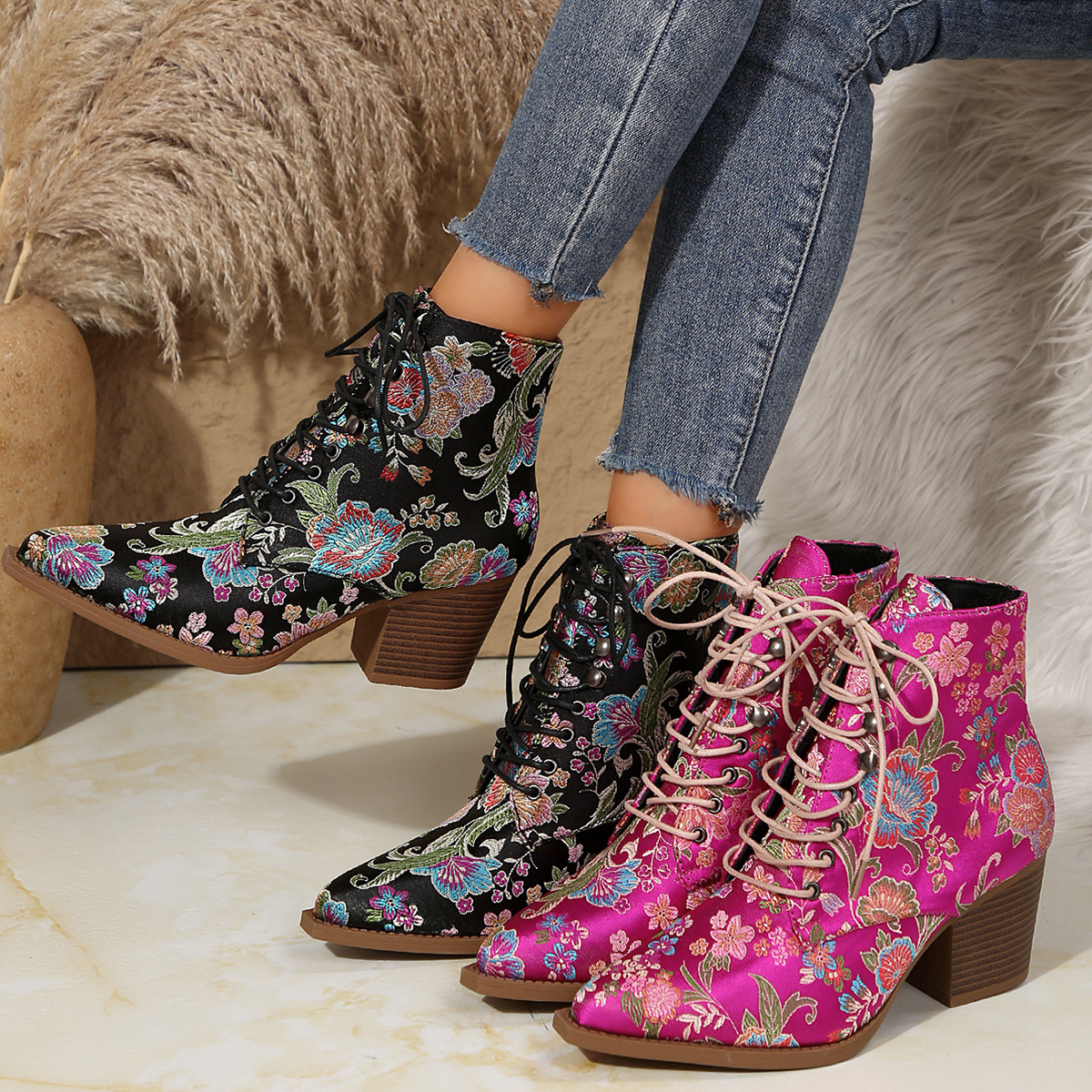 Ethnic Pointed-Toe Ankle Boots - Winter Ethnic Fashion For Women review and price