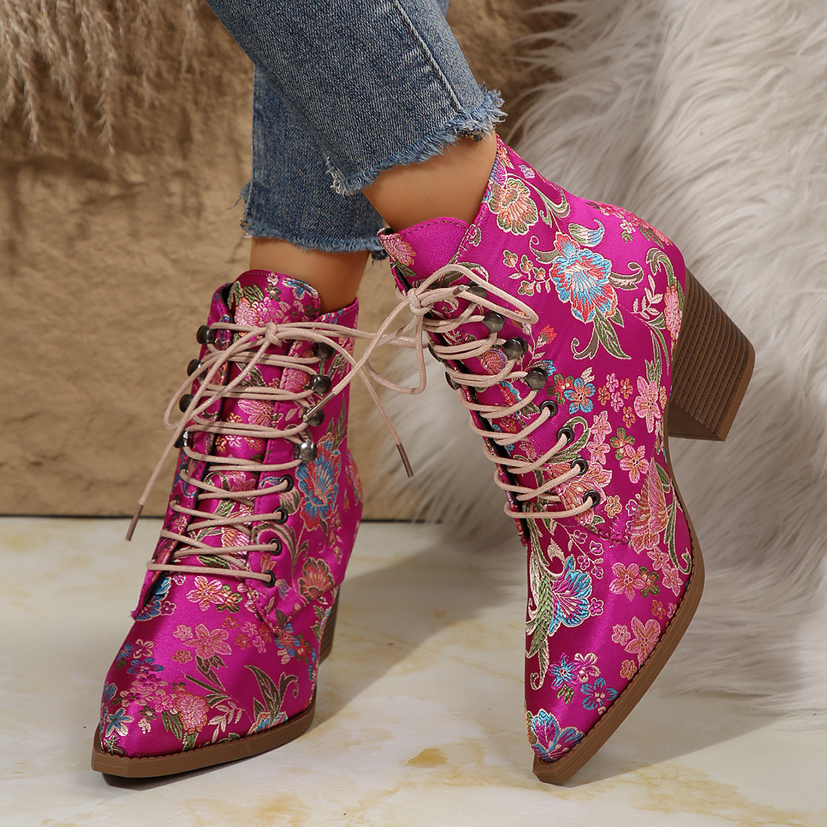 Ethnic Pointed-Toe Ankle Boots - Winter Ethnic Fashion For Women review and price