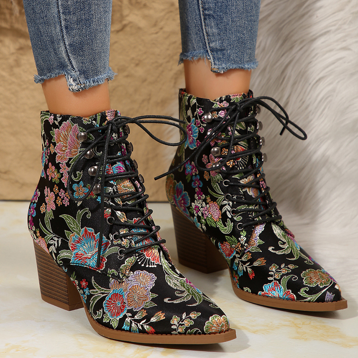 Ethnic Pointed-Toe Ankle Boots - Winter Ethnic Fashion For Women review and price