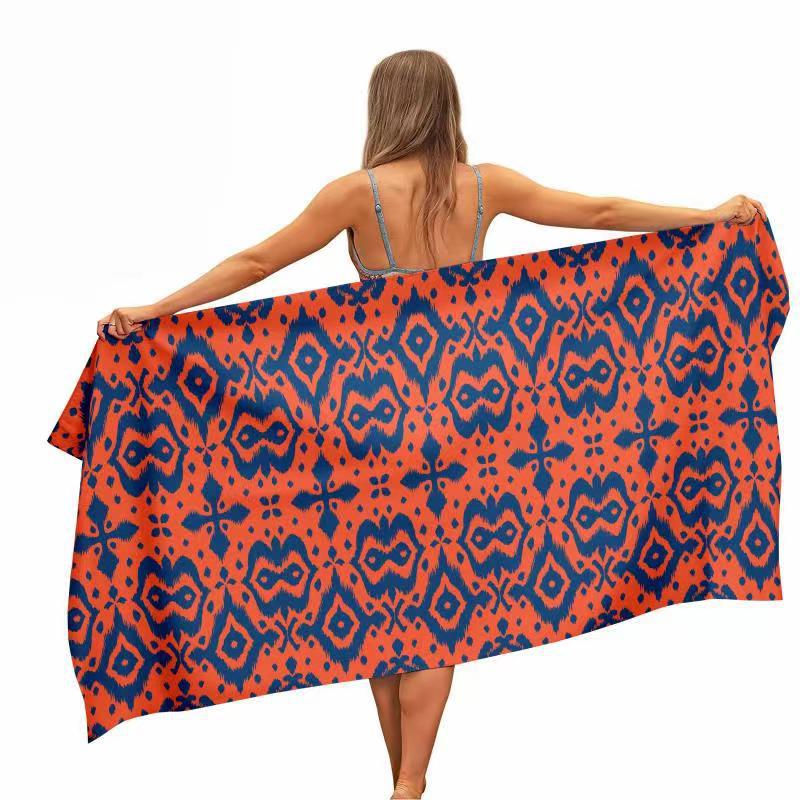 Orange Blue Ikat Print Beach T - Ikat Woven Fabric review and price