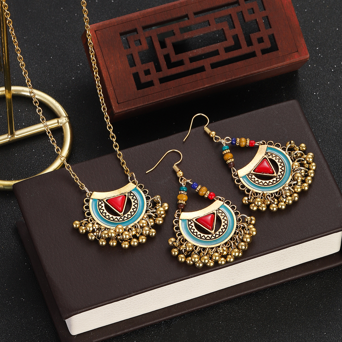Ethnic Red Stone Necklace Earr - Ethnic Fashion Trends 2026 review and price
