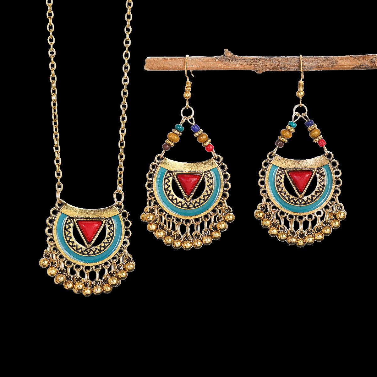 Ethnic Red Stone Necklace Earr - Ethnic Fashion Trends 2026 review and price