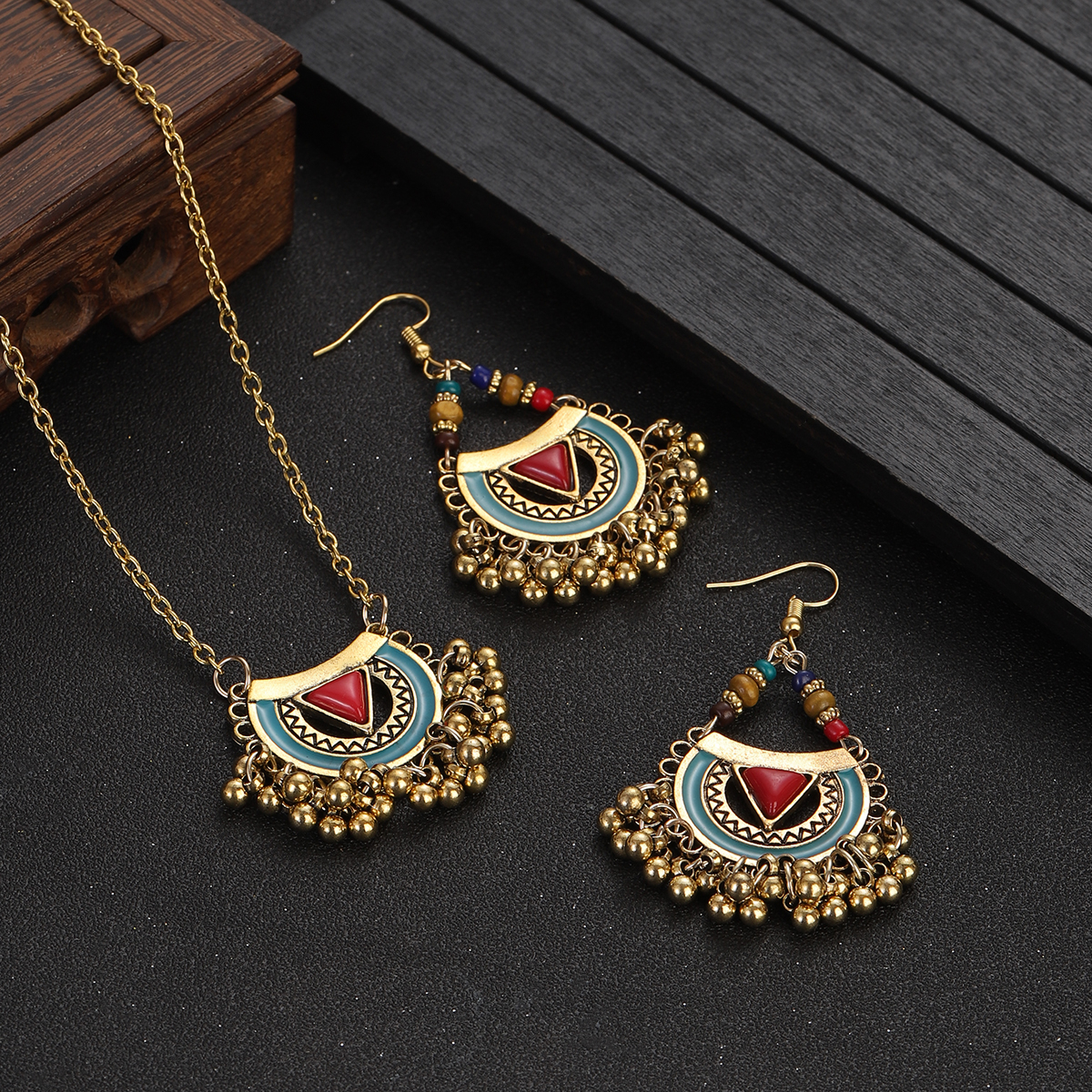 Ethnic Red Stone Necklace Earr - Ethnic Fashion Trends 2026 review and price