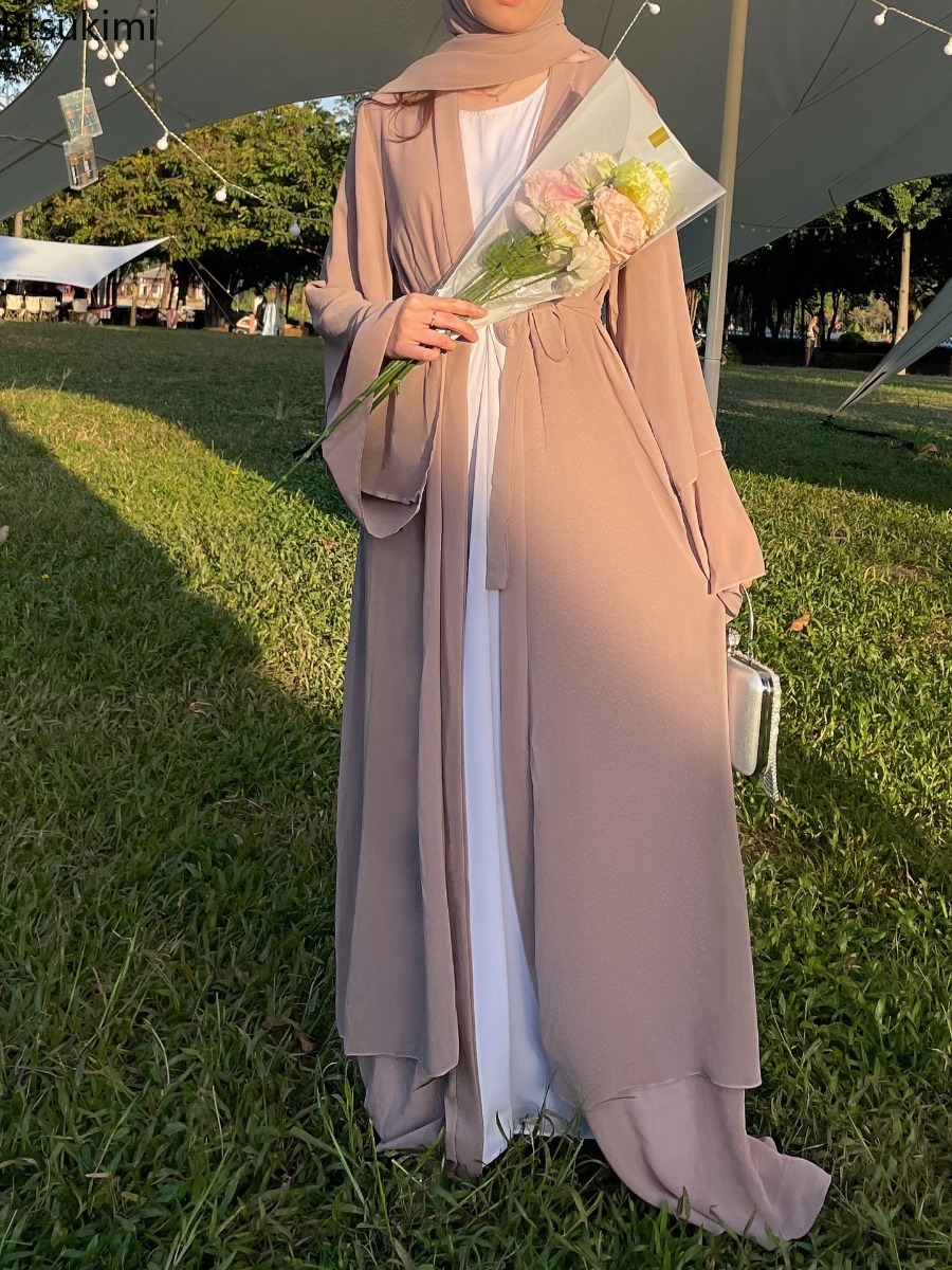 New Chiffon Open Abaya Dubai T - Ethnic Gown review and price