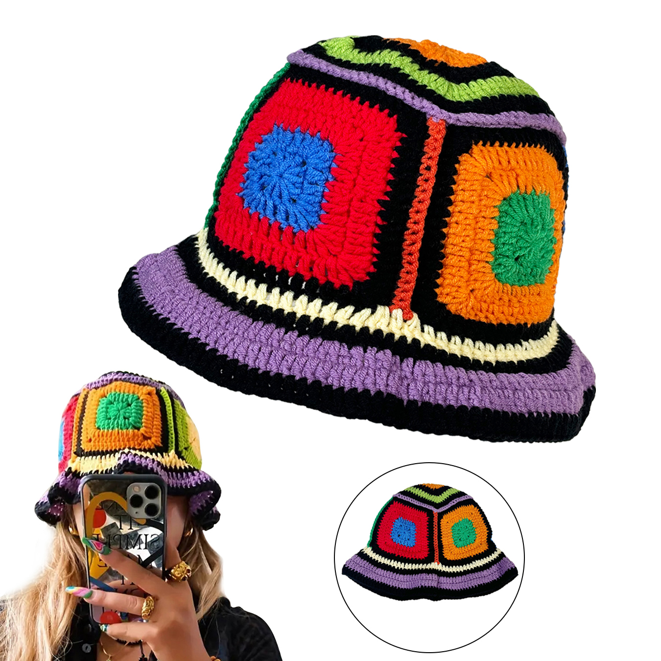 Purple-Edged Zuma Hat, Hand-Kn - Go Ethnic Fashion review and price
