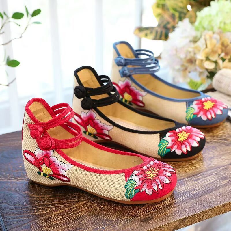 Woman Wedges Embroidered Cloth - Ethnic Style review and price