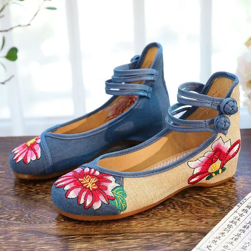 Woman Wedges Embroidered Cloth - Ethnic Style review and price